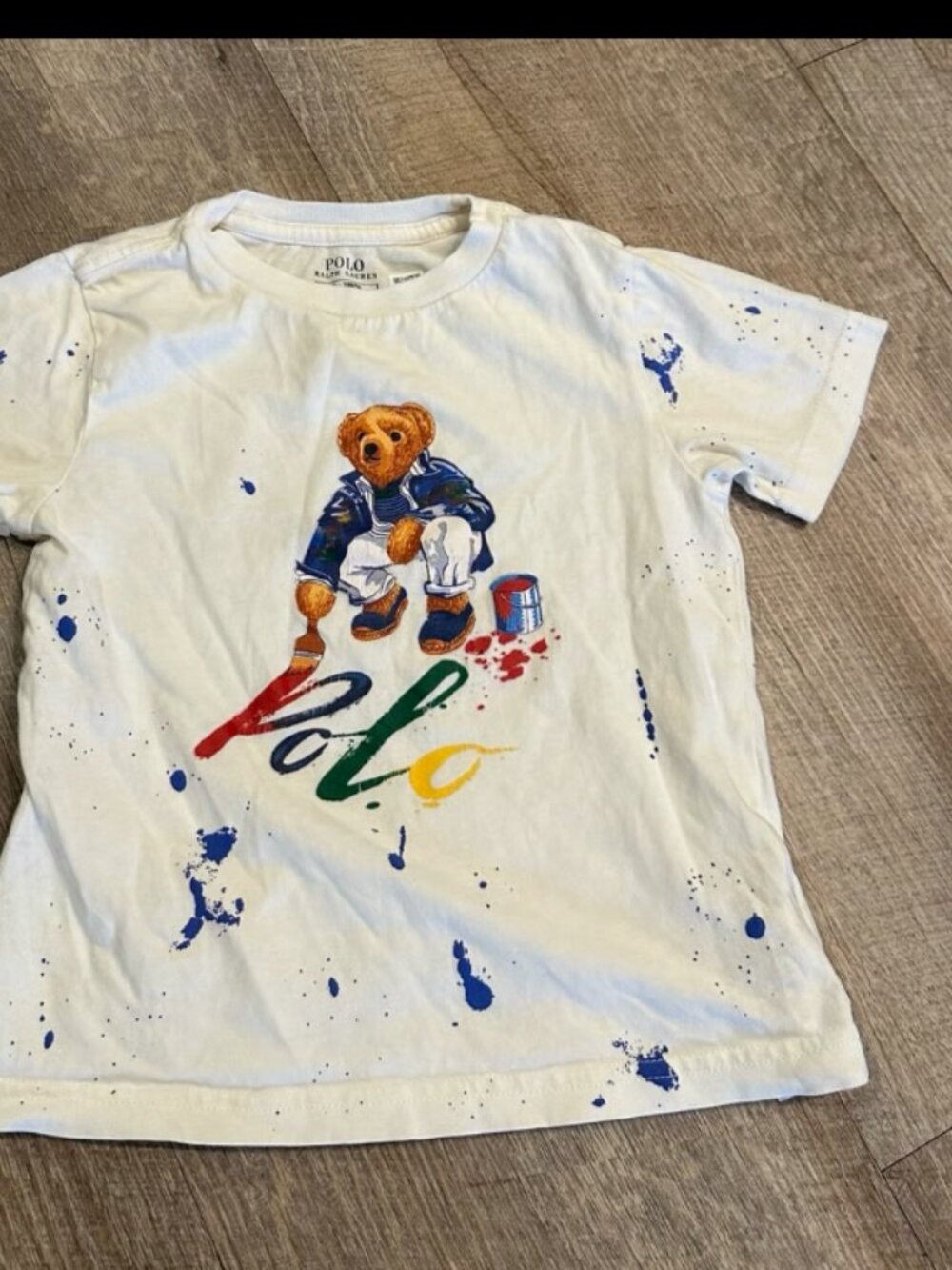 POLO RALPH LAUREN 3T Polo Bear Paint Splatter Shirt